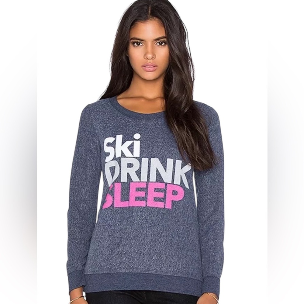 CHASER SKI DRINK SLEEP GRAPHIC LONG SLEEVE BLUE HEATHERED SWEATSHIRT M